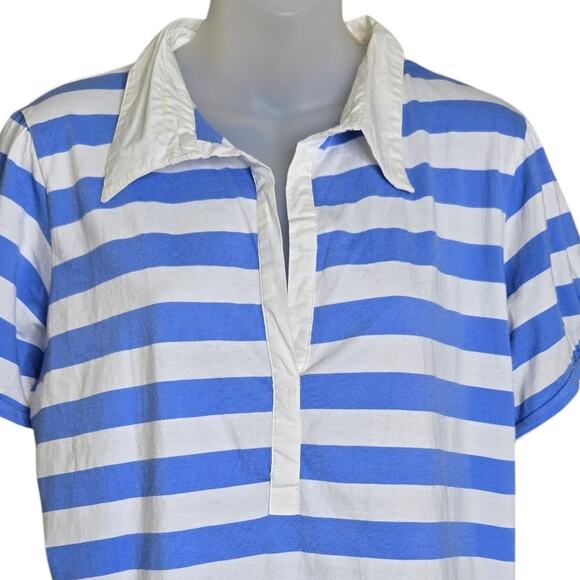 Steve & Barry's Womens Striped Polo Shirt XXL Blue White Collared Preppy Casual - Picture 2 of 8